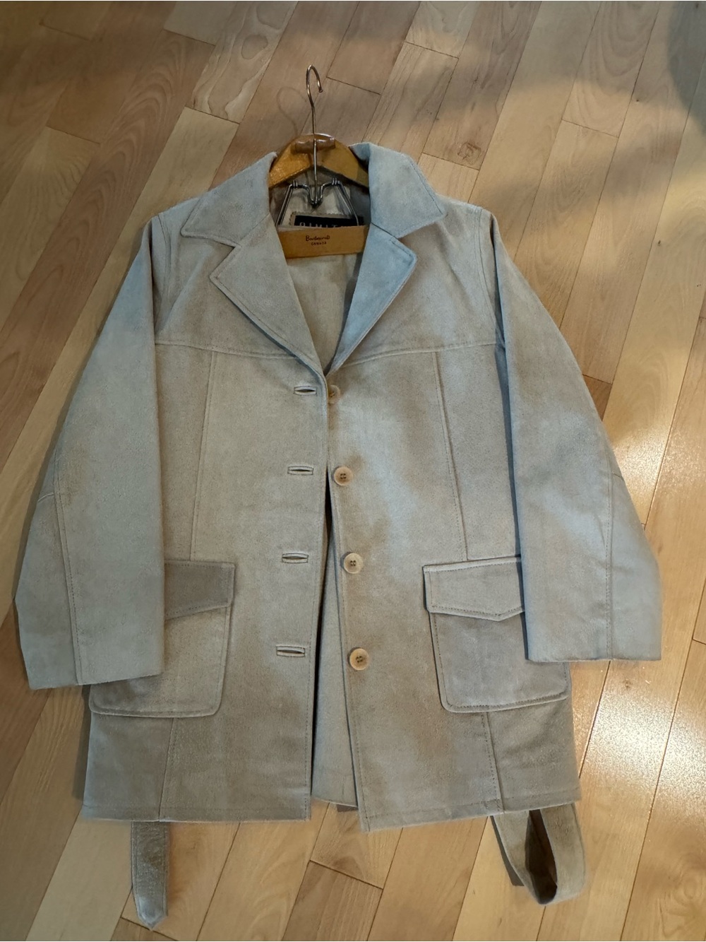 Women’s VINTAGE 100% leather beige skirt suit
